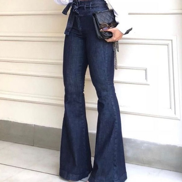 Flared Dark Blue Jeans - Picture 5 of 9